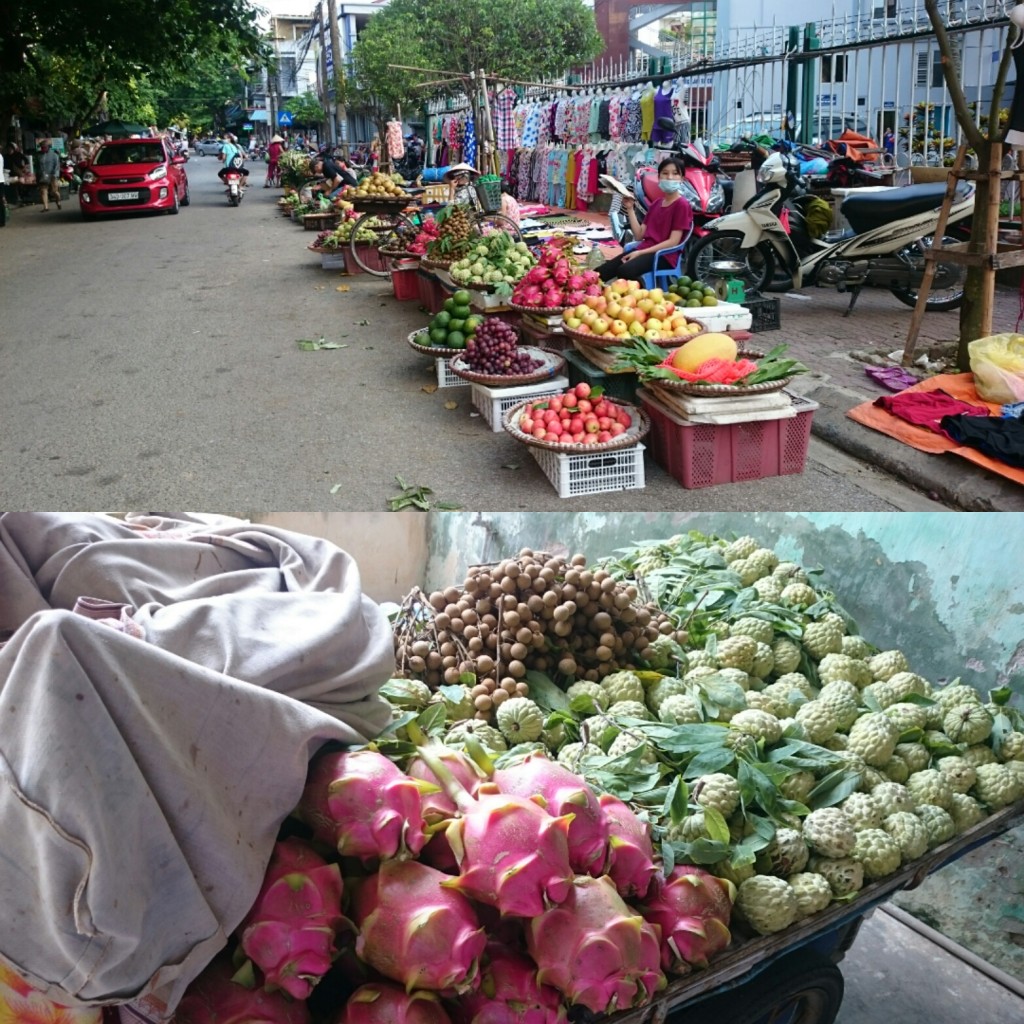 Místní trhy a její potraviny - Dračí ovoce, longany a cherimoya. 